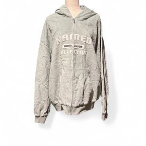 Mint color corduroy Hooded Zip-Up Jacket